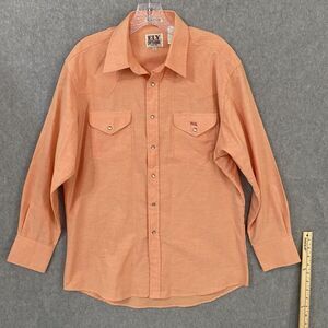 Ely Cattleman Pearl Snap Long-Sleeve Wrinkle Resistant RGL Pocket Men's Large